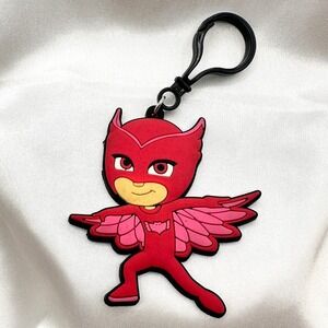 Vintage 80s Rubber Keychain Red Superhero Bag Charm Backpack Clip Licens Jewelry